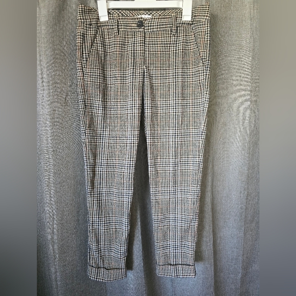 Cabi Womens Size 6 Plaid Cuffed Dress Pants Ankle Length